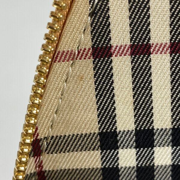 1000071880784 14 Burberry Check Pattern Leather Handbag Beige