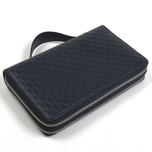 1000071912751 12 Gucci Micro Guccisima Travel Document Case Long Wallet Shima Leather Navy