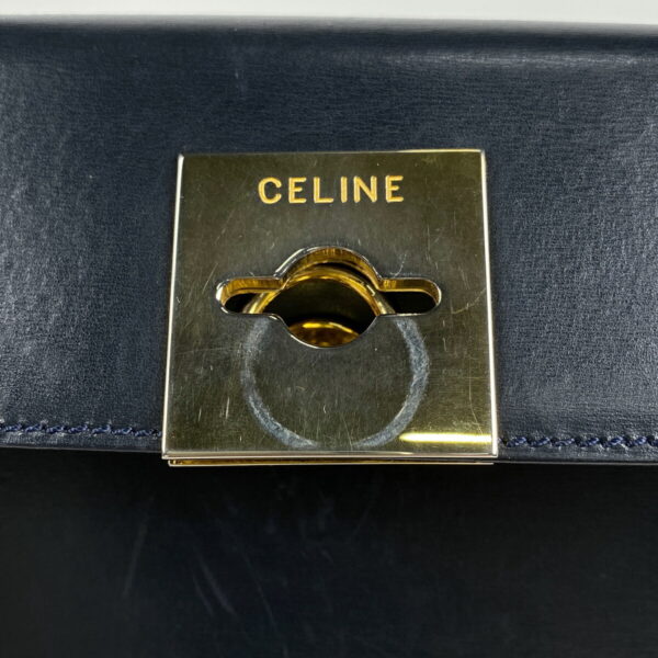 1000071912997 16 Celine Turnlock Leather Handbag Navy