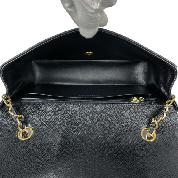 1000071940167 22 Chanel Diana Matelasse Single Flap Chain Shoulder Bag Caviar Skin Black