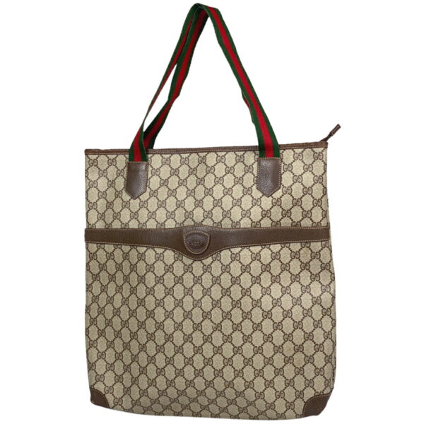 1000071975060 11 Gucci GG Pattern Sherry Line Tote Bag Canvas Brown