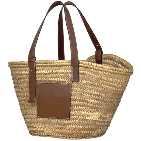 1000072413172 11 Loewe Basket Bag Palm Leaf Leather Beige Brown