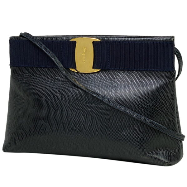 1000072421252 11 Salvatore Ferragamo Vara Leather Crossbody Shoulder Bag Navy