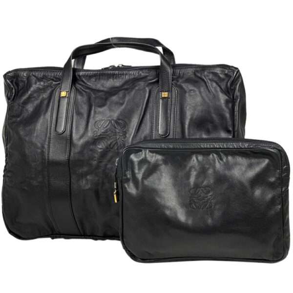 1000072447962 11 Loewe Anagram Travel Bag Leather Black