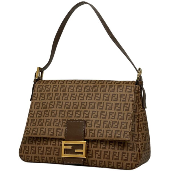 1000072621614 11 FENDI Zucchino Pattern Shoulder Bag Mamma Bucket Shoulder Canvas Brown