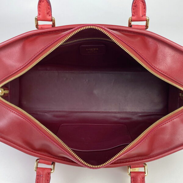 1000072701828 19 Loewe Amazona 35 Anagram Handbag Ostrich Leather Red