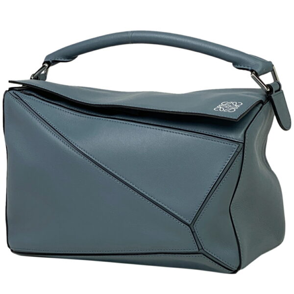 1000072701972 11 Loewe Puzzle 2Way Shoulder Bag Leather Blue Gray