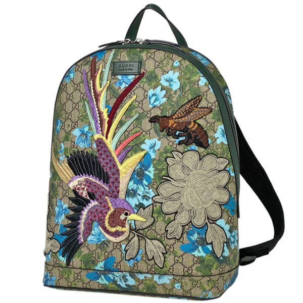 1000073003785 11 Gucci GG Blooms Rucksack Bird Flower GG Supreme Green Multicolor