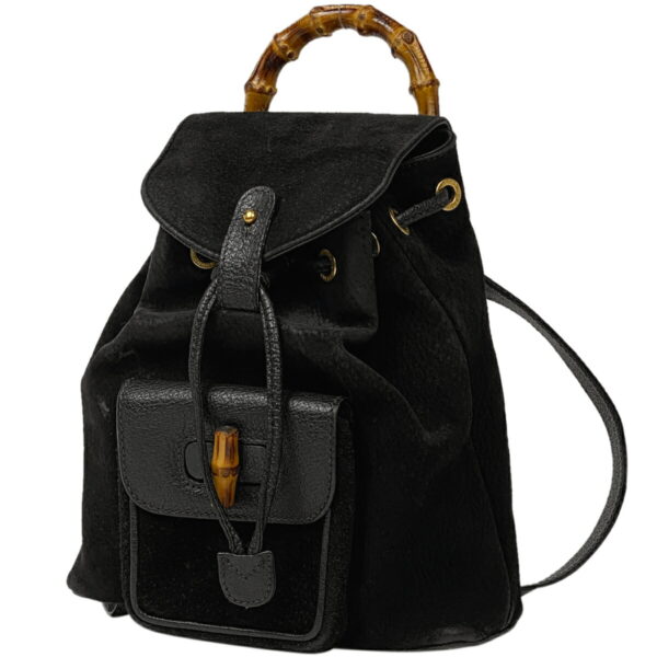 1000073228225 11 Gucci Bamboo Mini Rucksack Suede Black