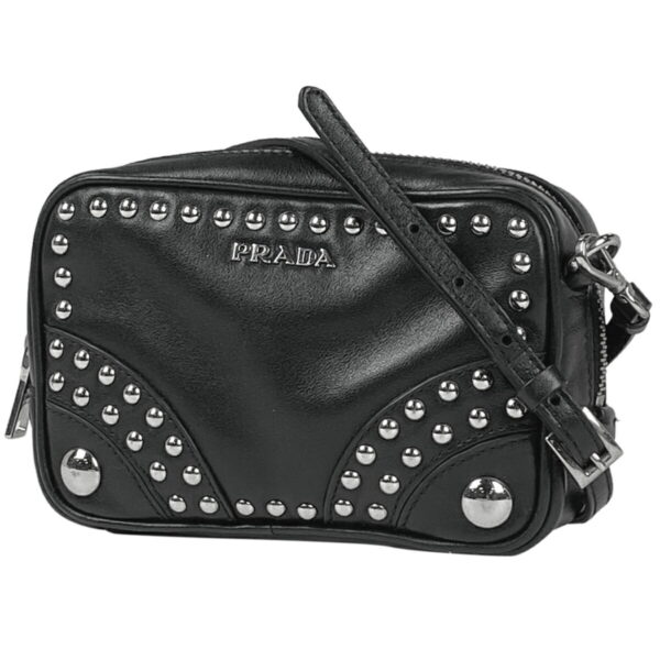 1000073229529 11 PRADA Shoulder Bag Studded Leather Nero