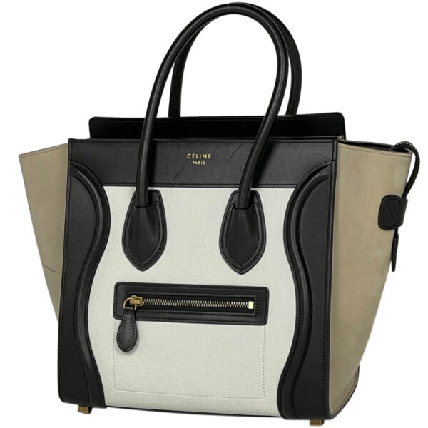 1000073247363 11 Celine Luggage Micro Shopper Leather Tote Handbag Black White Beige