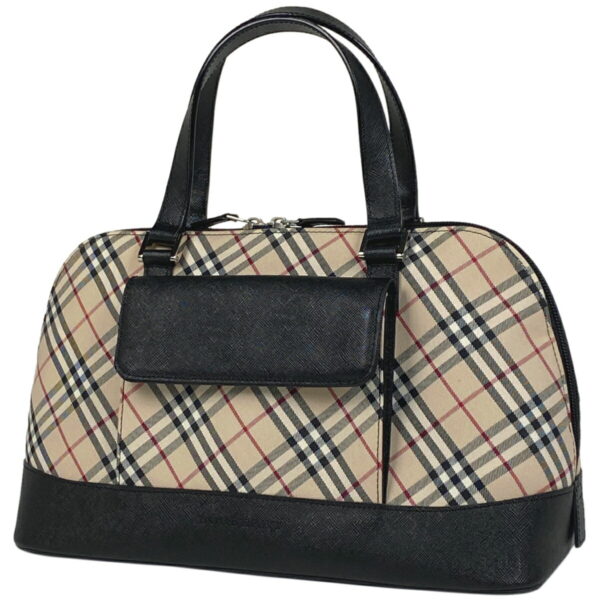 1000073295302 11 Burberry Check Pattern Canvas Handbag Beige Black