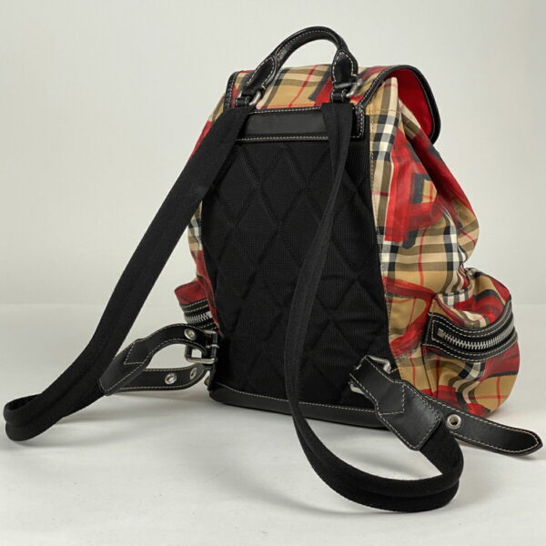 1000073415342 12 Burberry Graffiti Check Nylon Plaid Backpack Beige Red Black