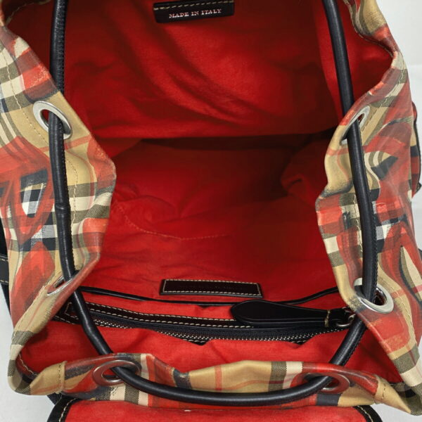 1000073415342 17 Burberry Graffiti Check Nylon Plaid Backpack Beige Red Black