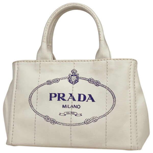 1000073415731 11 PRADA Canapa Tote 2WAY Canvas Bianco