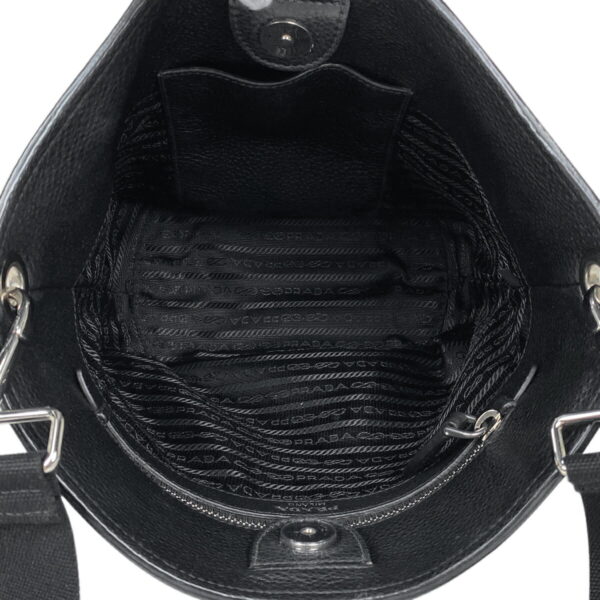 1000073420292 20 Prada Bucket Bag Leather Nero