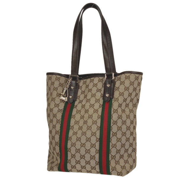 1000073585076 11 Gucci GG Pattern Shoulder Bag Sherry Line Web GG Canvas Brown