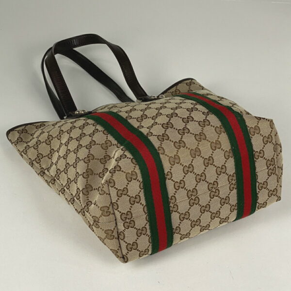 1000073585076 12 Gucci GG Pattern Shoulder Bag Sherry Line Web GG Canvas Brown