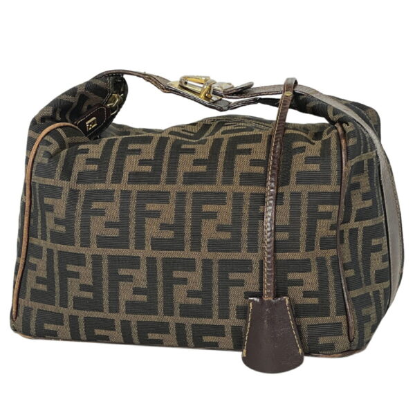 1000073798223 11 FENDI Zucca Pattern Vanity Bag Canvas Brown