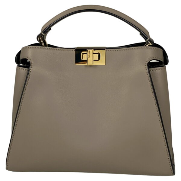 1000074036898 13 FENDI Peekaboo Handbag 2WAY Shoulder Bag Leather Beige