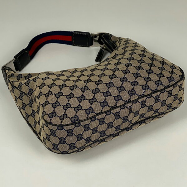 1000074046484 12 Gucci GG Pattern Sherry Line Web Shoulder Bag GG Canvas Navy Blue