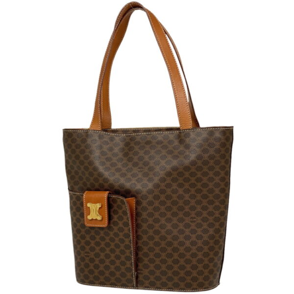 1000074156442 11 Celine Macadam Pattern Bucket All Over Canvas Tote Shoulder Bag Brown