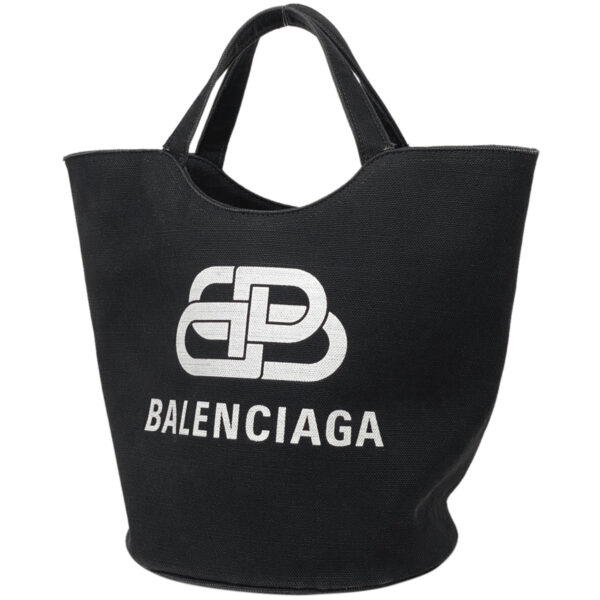 1000074240769 11 Balenciaga Wave Medium 2WAY Canvas Tote Shoulder Bag Black