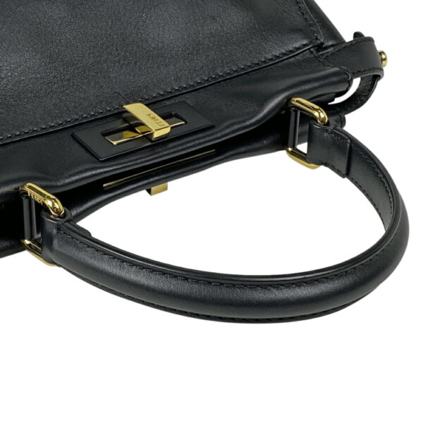 1000074361235 14 FENDI Peekaboo 2WAY Shoulder Bag Turnlock Leather Black