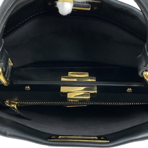 1000074361235 19 FENDI Peekaboo 2WAY Shoulder Bag Turnlock Leather Black