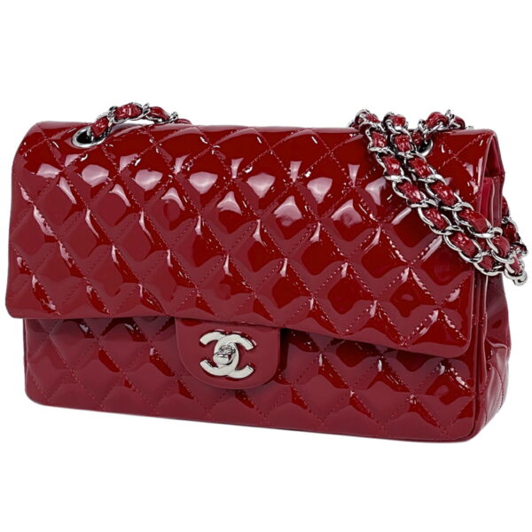 1000074538200 11 Chanel Matelasse W Flap Chain Enamel Shoulder Bag Patent Leather Red