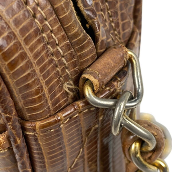 1000074750886 18 Chanel Cocomark Fringe Chain Matelasse Bag Lizard Brown