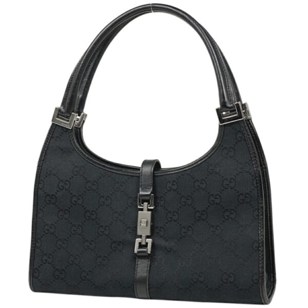 1000074771904 11 Gucci Jackie Line GG Pattern Handbag GG Canvas Black