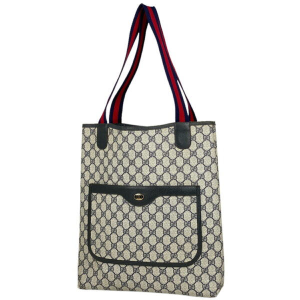 1000074787363 11 Gucci GG Pattern Sherry Line Tote Bag Canvas Gray Navy