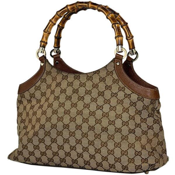 1000074806859 11 Gucci GG Pattern Bamboo Tote Bag GG Canvas Brown Beige