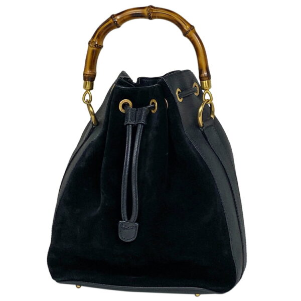 1000074853556 11 Gucci Bamboo Drawstring Handbag Suede Black