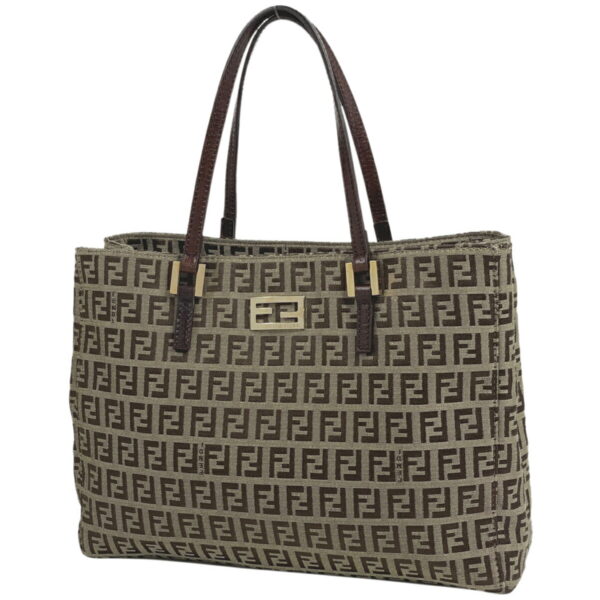 1000074865429 11 FENDI Zucchino Pattern Tote Bag Canvas Brown