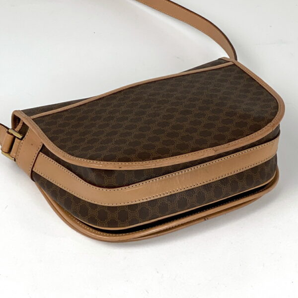 1000074946647 12 Celine Macadam Pattern Diagonal Canvas Shoulder Bag Brown