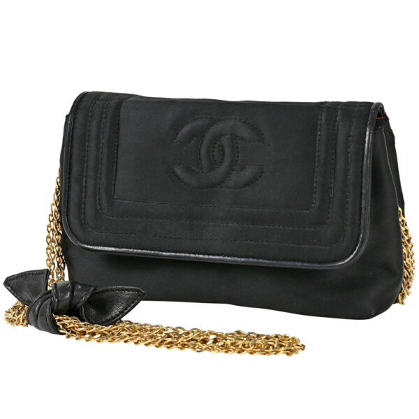 1000074983642 01 Chanel Coco Mark Chain Shoulder Bag Nylon Black