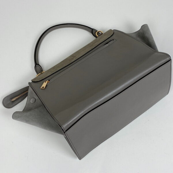 1000074984915 12 Celine Trapeze Leather Handbag Gray