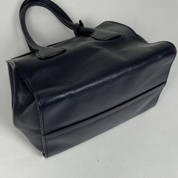 1000074989200 12 PRADA Plate Handbag 2WAY Leather Navy