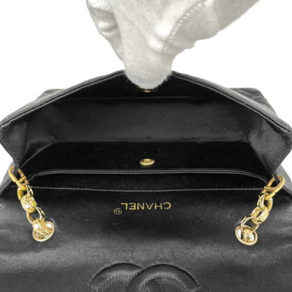 1000075028137 21 Chanel Matelasse Single Flap Chain Shoulder Bag Satin Black