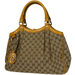 1000075110825 11 Gucci Vintage Sherry Line GG Supreme Shoulder Bag Beige