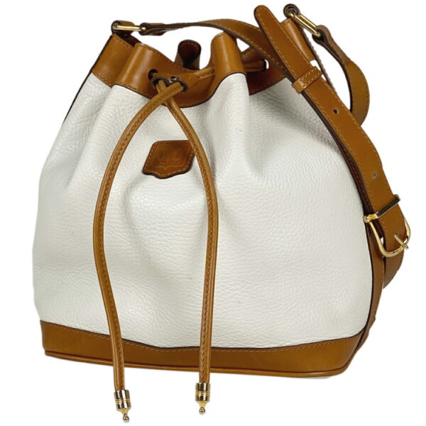 1000075161285 11 Celine Blason Drawstring Canvas Shoulder Bag White