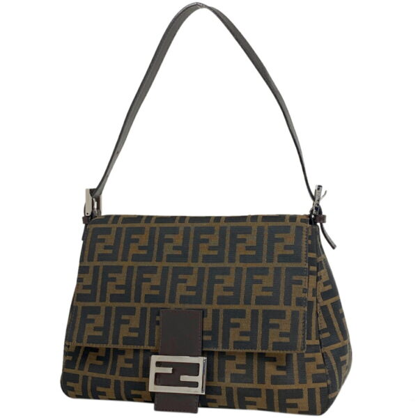 1000075178993 11 FENDI Zucca Pattern Shoulder Bag Shoulder Mamma Baguette Canvas Brown