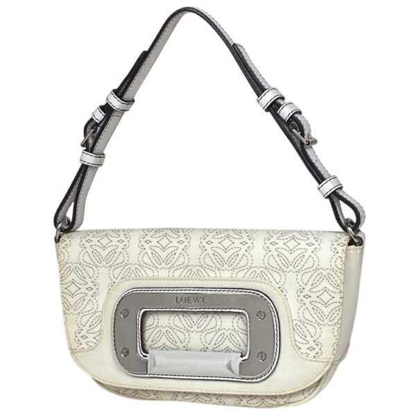 1000075561610 11 Loewe Anagram Shoulder Bag Leather White