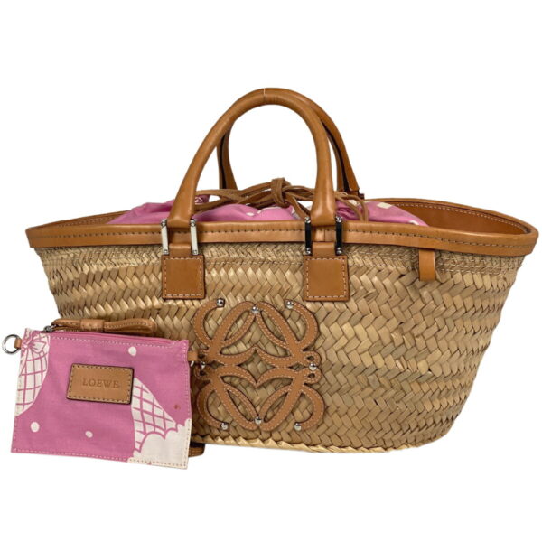 1000075572692 11 Loewe Basket Bag Palm LeafLeather BeigePink