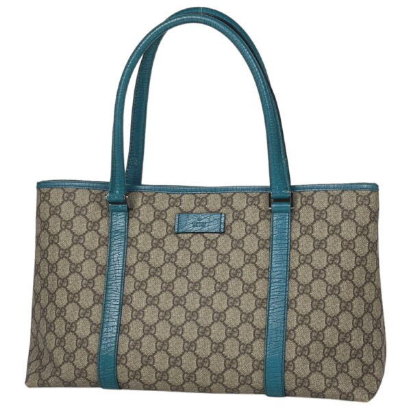 1000075621765 11 Gucci GG Pattern Tote Bag Canvas Beige Turquoise