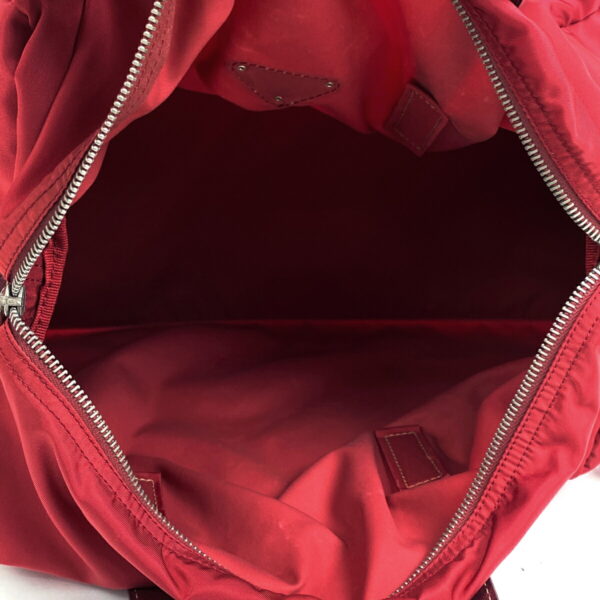 1000075622243 16 PRADA Plate Tote Shoulder Bag Nylon Red