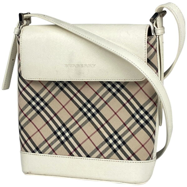 1000075766985 11 Burberry Check Pattern Canvas Crossbody Shoulder Bag White Beige