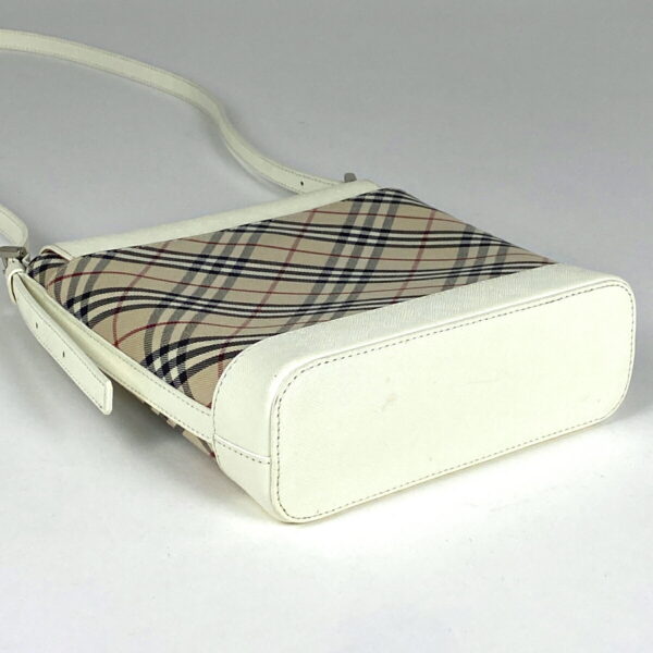 1000075766985 12 Burberry Check Pattern Canvas Crossbody Shoulder Bag White Beige